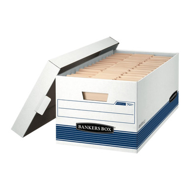 Bankers Box 12-Pack Medium Duty File Storage Boxes with 12-Pack, White/Blue