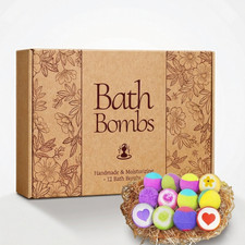 Bath Bombs Set of 12 Naturals Moisturizing Fragrance Soap Gifts