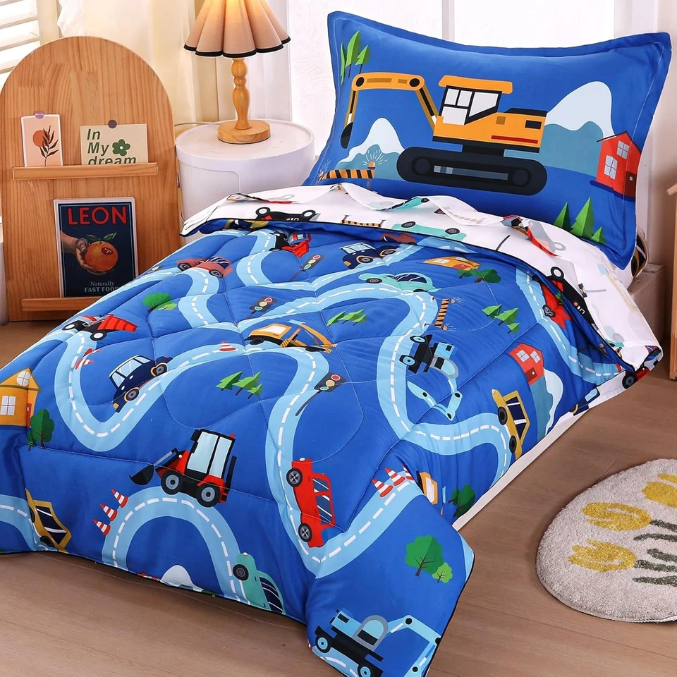 Juego de ropa de cama para niños pequeños vehículos de construcción Foto 4 de 4