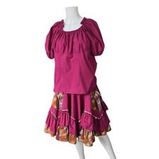 Vintage Fuchsia Blouse and Skirt Set Colorful Western Womens Size Large