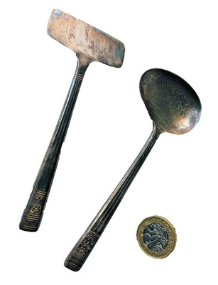 Löffel unbekannt Konvolut Werkzeug A1 Ahnentafel Metall Vintage ra