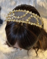 NEW Bridal Wedding Headpiece, Headband Gold Rhinestone Crystal, Flower Girl, USA