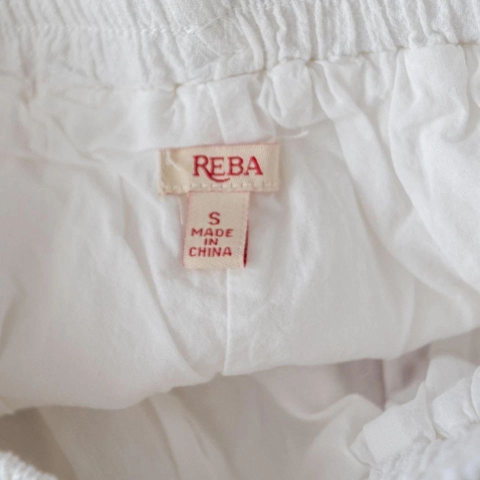 Reba Blanco Algodón Rojo Paisley Bordado Verano Playa Mujer Pantalones Cortos Talla Pequeña Foto 4 de 4