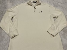Ralph Lauren Polo Cream Ivory Quarter Zip Men  s Large 100 Cotton