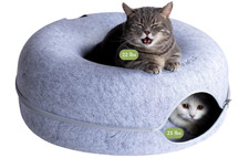 CATTASAURUS Peekaboo Cat Cave Large   Washable Tunnel Bed for Cats up to 45 lbs