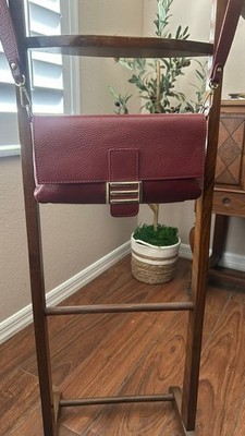 Divina Firenze Made in Italy Red Pebbled Leather Crossbody Baguette Bag