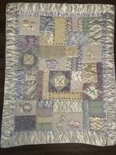 Vintage Baby Quilt Yellow Blue Green