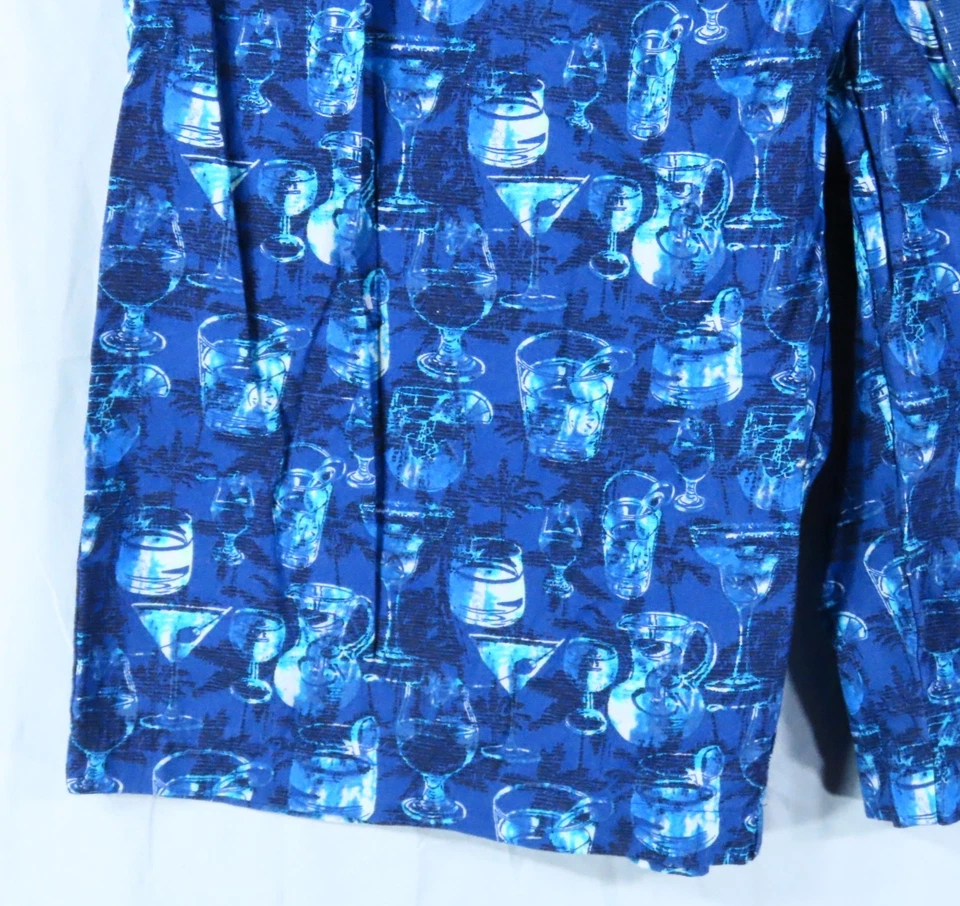 TOMMY BAHAMA Azul Cócteles Licor Vasos PIJAMA SALÓN SHORTS Cordón Talla M Foto 4 de 4