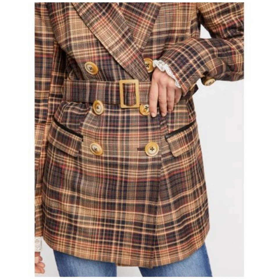 Chaqueta Blazer Free People Emily Cuadros Pequeña Preppy Academia Foto 3 de 4