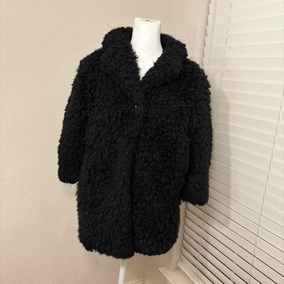 Art Class Girl's Fluffy Black Overcoat size S (6/6X)