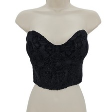 Naked Wardrobe Womans size XL Strapless Lace Corset Crop Top Black NWOT
