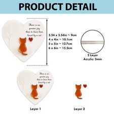 Loved by a Cat 2 Layer Acrylic Heart Ornament Pet Memorial Gift for Cat Lovers C