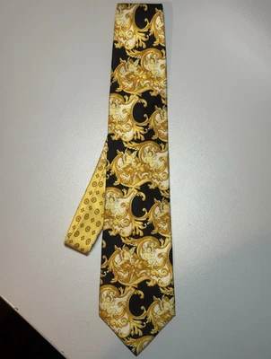 Vintage Gianni Versace Silk Tie - Black & Gold Baroque - Bild 1 von 4