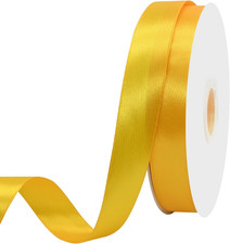 Yellow 1 Inch Wide 100 Yards Double Face Satin Ribbon Fabric Ribbon for Gift Wra