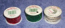 3 SPOOLS GOLD RED  GREEN 6 YD EA SEQUIN TRIM FLAT CRAFTS CHRISTMAS GIFTWRAP BOW
