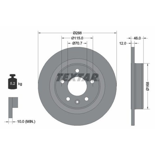 Textar 92314603 Bremsscheibe Hinterachse FüR Vauxhall Buick (Sgm) Opel-image