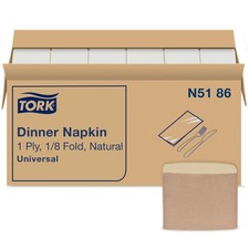 Tork Natural Dinner Napkin, 1/8 Fold 1-ply, 12 x 250 napkins, N5186 Beige