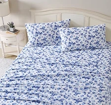 Laura Ashley Home - Queen Sheets, Cotton Flannel Bedding Set, Brushed for Extra