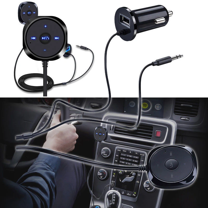 3.5mm Bluetooth Audio Stereo Music Receiver Auto Car AUX Adapter USB Charger New - Image 2 of 4