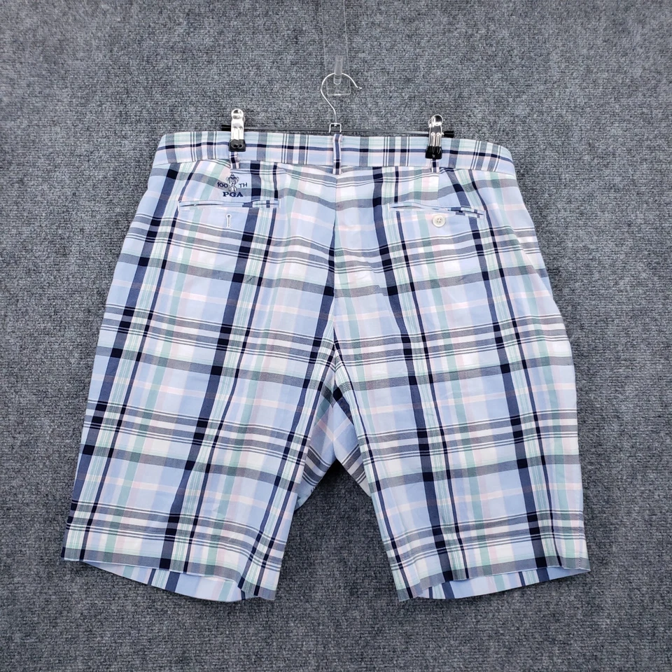 Шорты мужские Ralph Lauren RLX 38 синие китайские средняя посадка 100-е PGA клетчатые для активного гольфа - Изображение 2 из 4