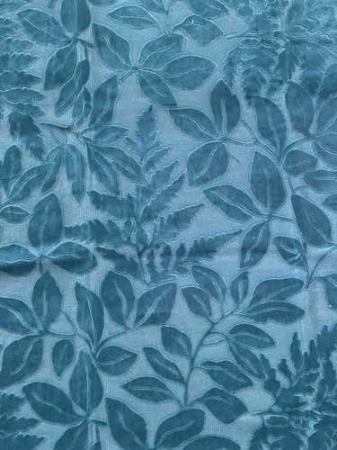 Osborne and Little Velvet Fabric Turquoise Botanical Floral Pattern 1 meter - Picture 2 of 4