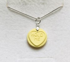 Stunning Yellow Love Heart “Hold Me” Fimo Pendant & 925 Silver Chain
