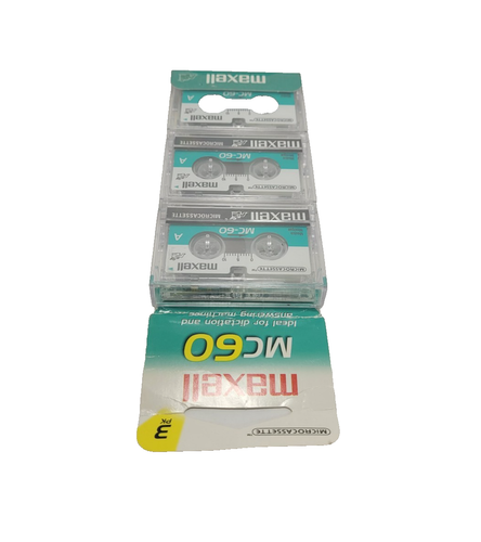 Maxell MC60UR Microcassette Tape 3 Pack 60 Minutes Recorders Audio USA New - Picture 7 of 7