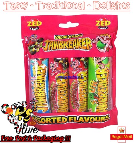 Value 4 Pack JAWBREAKER Strawberry, Sour Apple, Blue Razz and Tropical Assorted - Picture 2 of 2