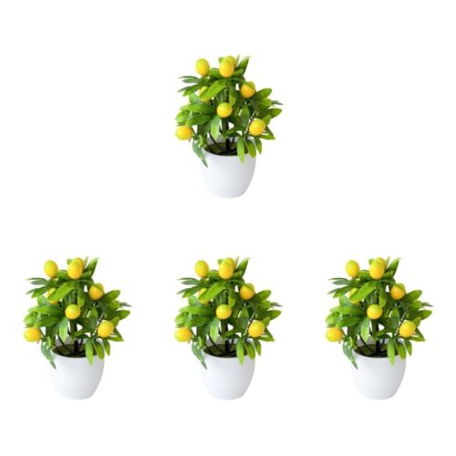 4 Count Interior Decoration Artificial Lemon Pot Plant Faux Plants Wedding-