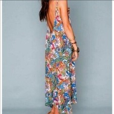 New Rare Show Me Your Mumu Open Back Firework Paisley Maxi Long Dress Medium