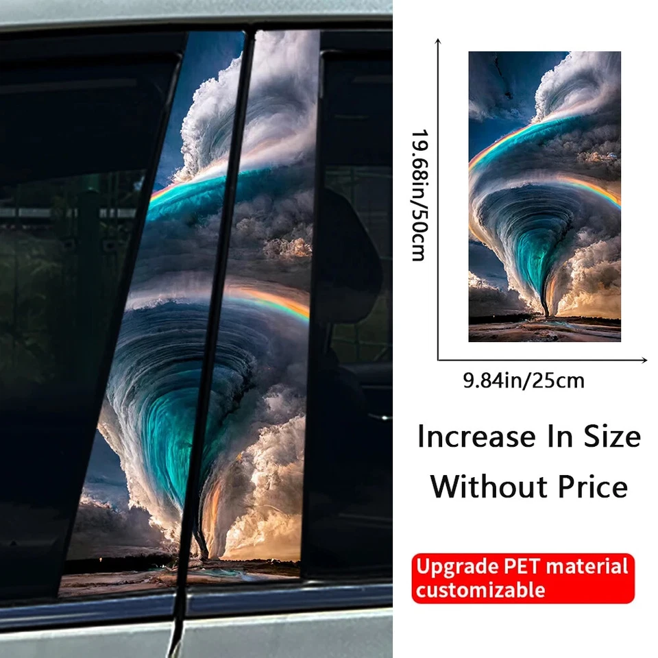 2X Calcomanías de cubierta de columna central pegatina de pilar B Tornado Car para Nissan Honda Foto 3 de 4