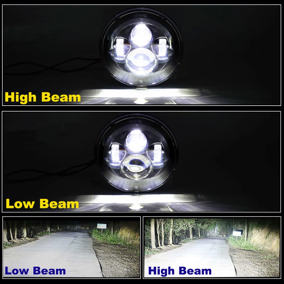 7 英寸 LED 车头灯 + 4.5 英寸通行灯适用于哈雷戴维森 Touring Road King — 第 3/4 张图片