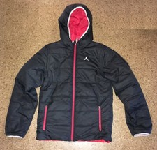 Nike Air Jordan Light Puffer Coat Hooded 507962-010 Reversible Black Red Size S