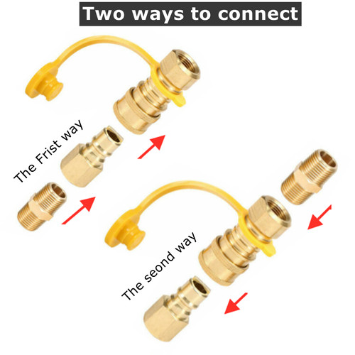 3/8" Propane Gas Quick Connect Disconnect Fittings Kit Adapter For 1LB Gas Grill - Picture 4 of 13