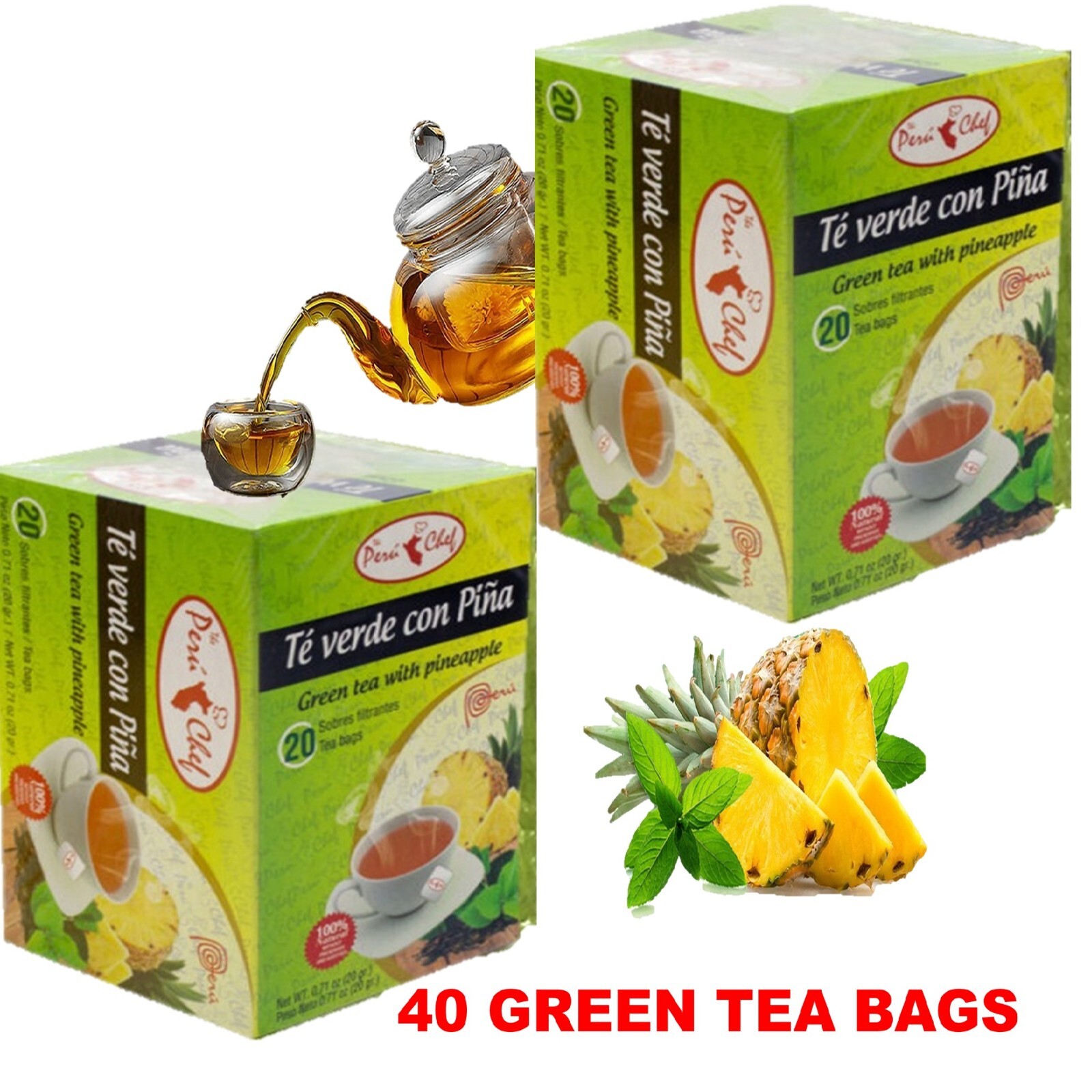 With Stevia Vida Tea Green Tea With Pineapple Flavor 60 Days