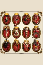 Circus Set Vintage Symbols Freak Show Strongman Magic Art Print Poster 12x18