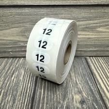 Size 12 Retail Size Stickers for Store Boutique Clothing Label Apparel Roll