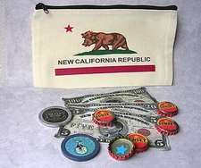 Fallout New Vegas  NCR  Courier Pouch   Poker Chips  Sunset Caps  NCR Currency