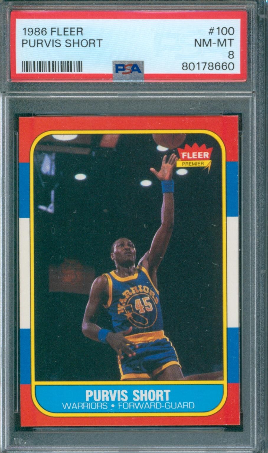 1986 FLEER #100 PURVIS SHORT CARD GRADED PSA 8 NM-MT