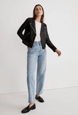 Madewell The Washed Leather Motorcycle Jacket Sz S Eo488