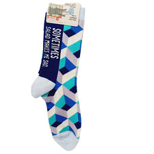 Sock Blue Q Crew Women Boy Sometimes Salad Makes Me Sad Diet Exercise NWT NEW