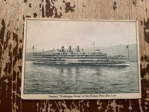 Vintage Steamer Washington Irving Of The Hudson River Day Line Postcard - Picture 1 of 2