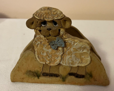 Stoneware Lamb Pottery Napkin Holder Table Dining VERY HEAVY