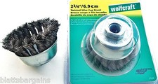 2 WOLFCRAFT 3" KNOTTED TWISTED CUP BRUSH WIRE WHEELS 5/8"-11 ANGLE GRINDER #2125