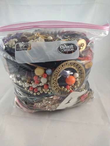 5 Pound Used Costume Jewelry Lot for Crafting Vintage to Now Some Wearable #119