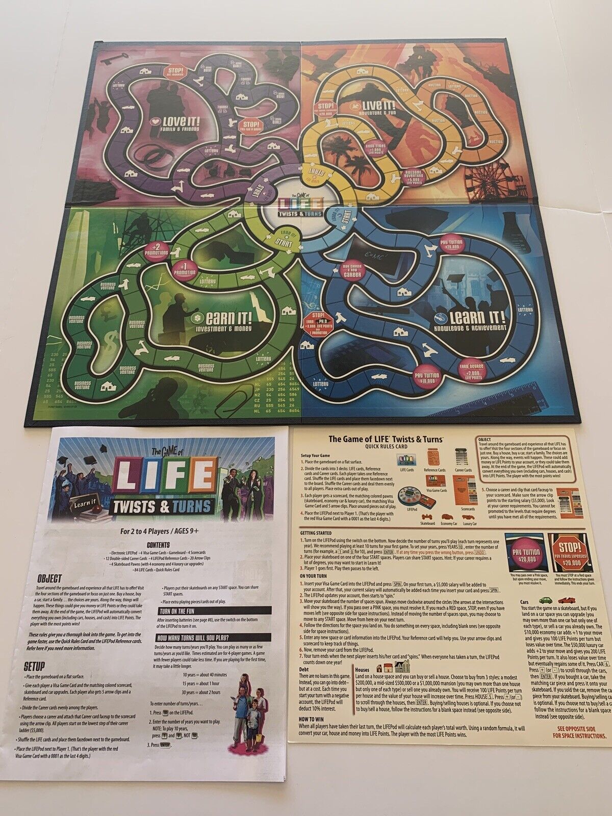 The Game of Life Twists and Turns Quick Rules Card and Game Board 2007