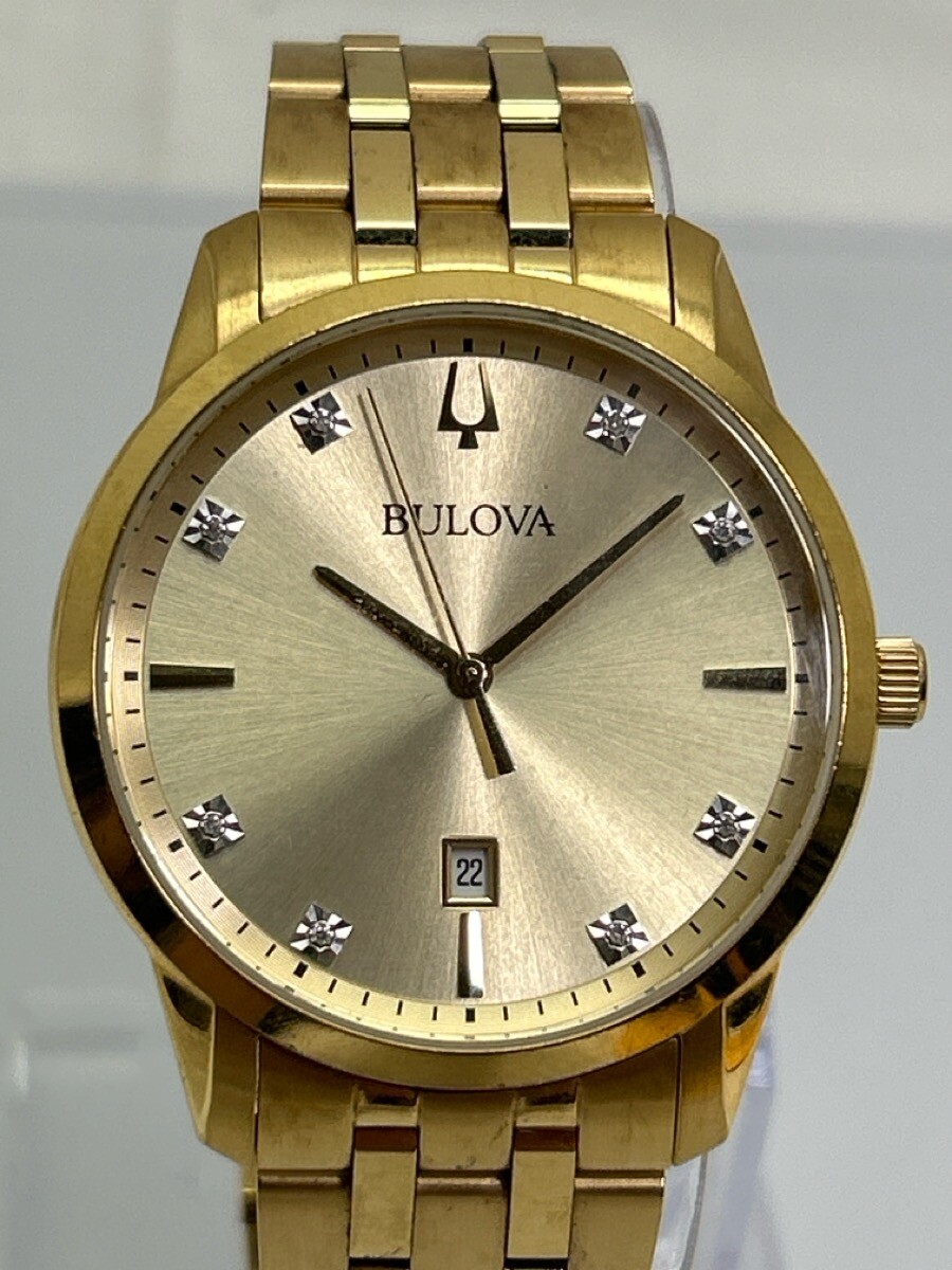 Bulova Sutton Gold Tone Diamond Dial Watch 97D123 Champagne Dial Stainless Steel Bracelet Sutton 97D123 | Bulova main image 4