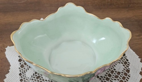 Antique J.P.L. Limoges France 1888 Handled Hand Painted Dish Floral W/Gold Trim - Picture 6 of 10