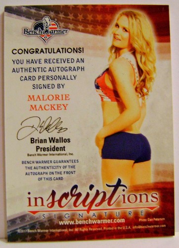 MALORIE MACKEY INSCRIPTIONS AUTO 1/1 AMERICA THE BEAUTIFUL BENCH WARMER - Picture 3 of 3