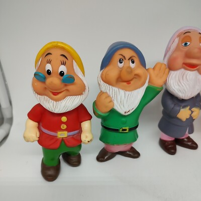 Vintage Walt Disney Seven Dwarves Rubber PVC Toys Squeaker 7